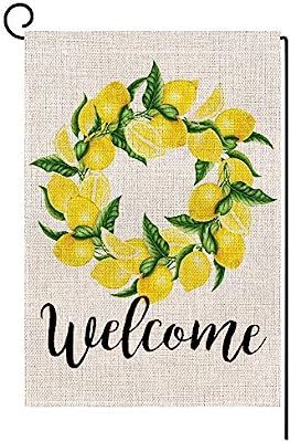 Welcome Lemon Wreath Small Garden Flag Vertical Double Sided 12.5 x 18 Inch Summer Burlap Yard De... | Amazon (US)