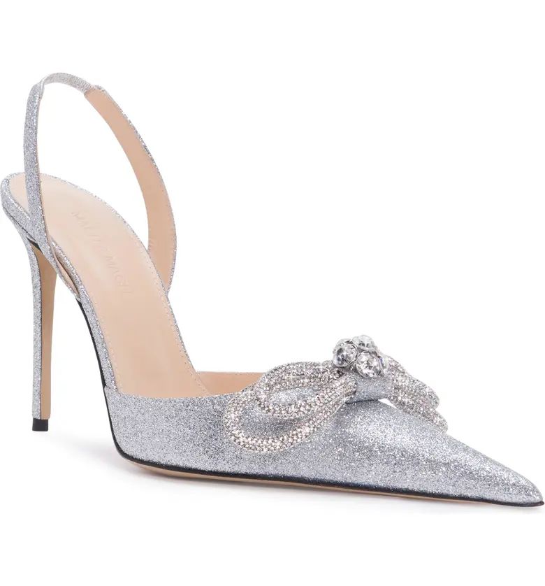 Mach & Mach Double Bow Glitter Pointed Toe Slingback Pump (Women) | Nordstrom | Nordstrom