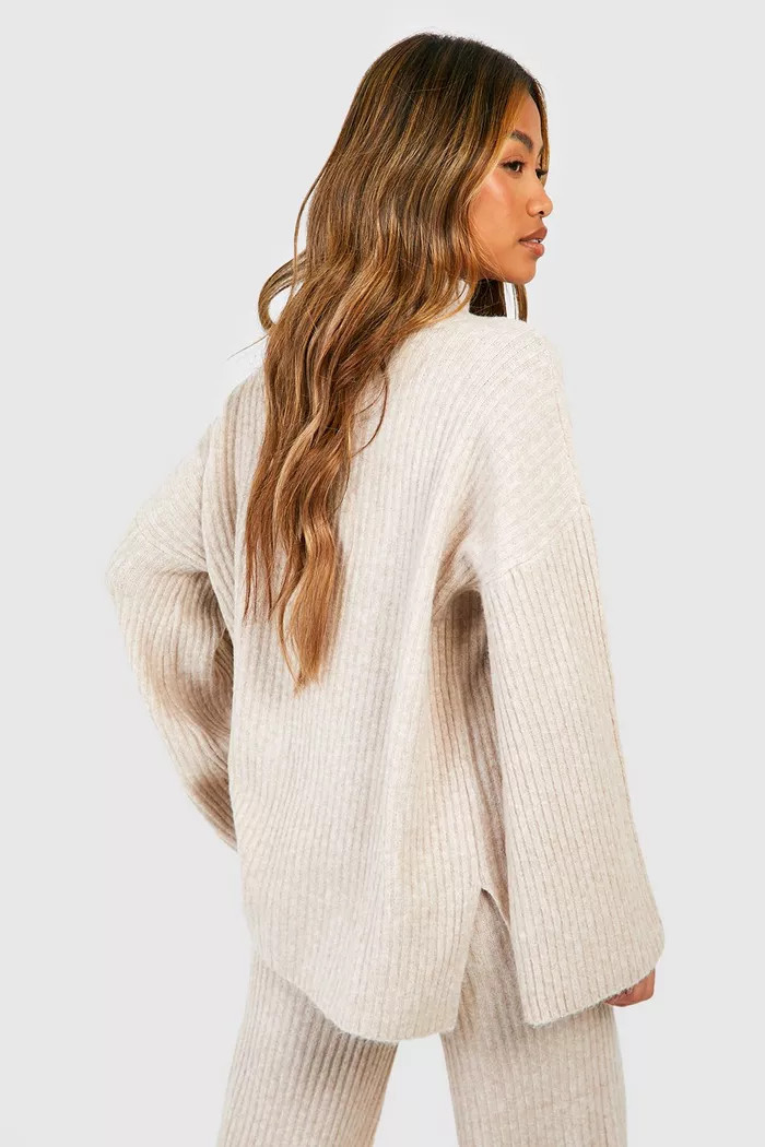 Soft Rib Knit High Neck Sweater | boohoo (US & Canada)