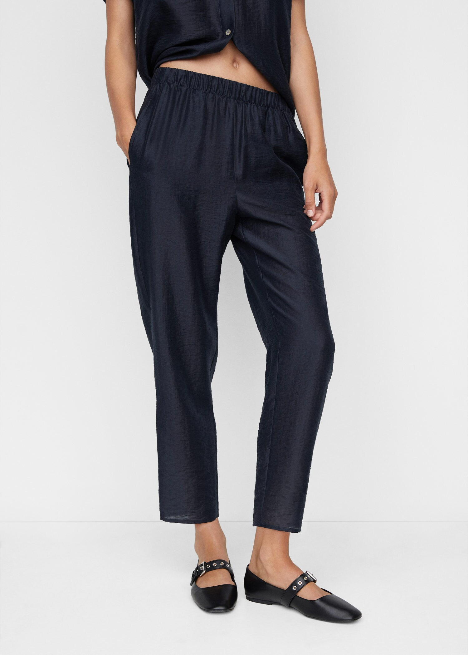 Satin lyocell pants -  Women | Mango USA | MANGO (US)
