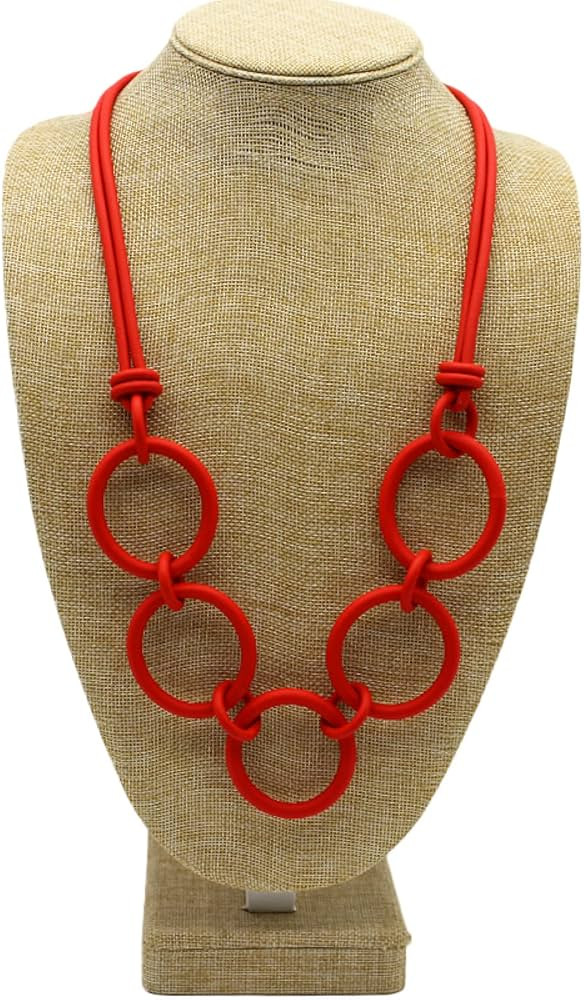 Necklaces Women Designer Handmade Rubber Choker Chain Ethnic Jewelry Match,red | Amazon (UK)
