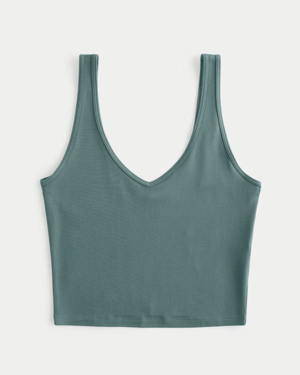Soft Stretch Seamless Fabric Crop V-Neck Tank | Hollister (UK)