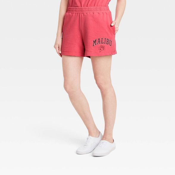 Women's Malibu Rose Graphic Jogger Shorts - Red | Target