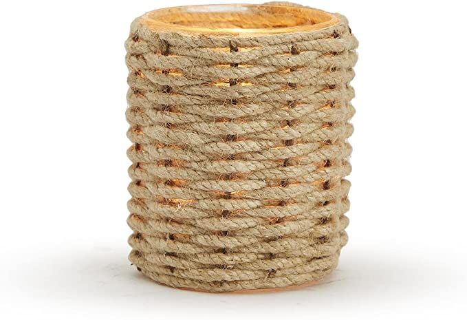 Two's Company Tabletop Jute Wrapped Tealight Candleholder, 4-inch Height, Glass | Amazon (US)