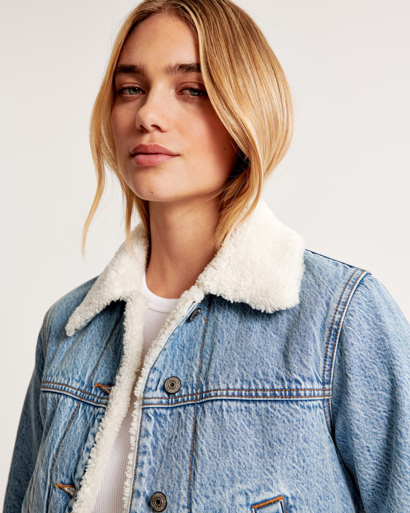 Winterized Denim Sherpa Jacket | Abercrombie & Fitch (US)