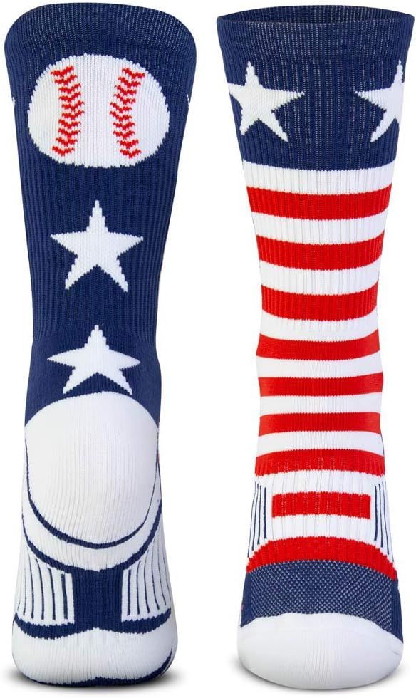 ChalkTalkSPORTS Baseball Athletic Mid-Calf Socks | Red White & Blue Socks | Youth & Adult Sizes | Amazon (US)