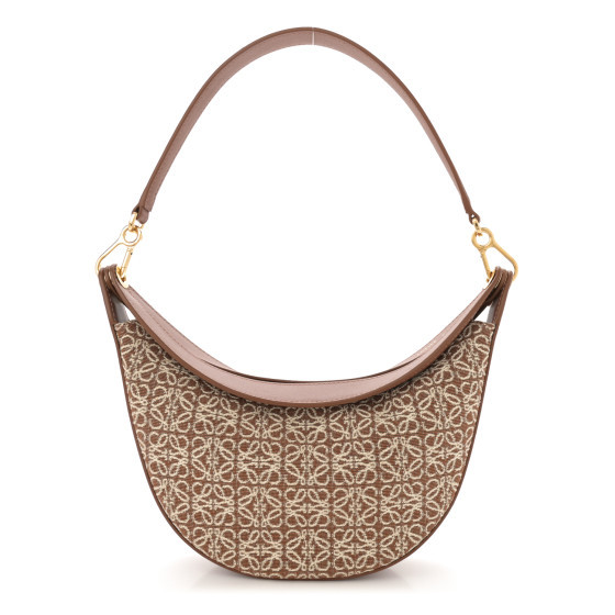 Loewe: All/Bags/LOEWE Jacquard Anagram Calfskin Small Luna Bag Tan Pecan | FASHIONPHILE (US)