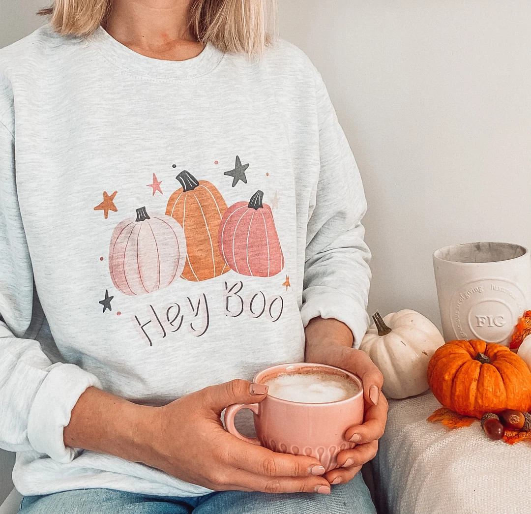 Hey Boo Halloween Pumpkin Jumper. Cute Pink Pumpkin Jumper. - Etsy | Etsy (US)