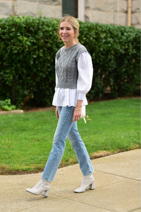 Mixing it up! This mixed media sweater is so feminine, wearable and so affordable! Automatically looks pulled together with the shirt layered under the sweater vest… 

#LTKSeasonal #LTKstyletip