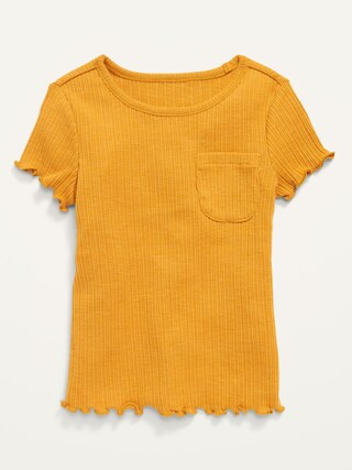 Rib-Knit Lettuce-Edge Pocket T-Shirt for Toddler Girls | Old Navy (US)