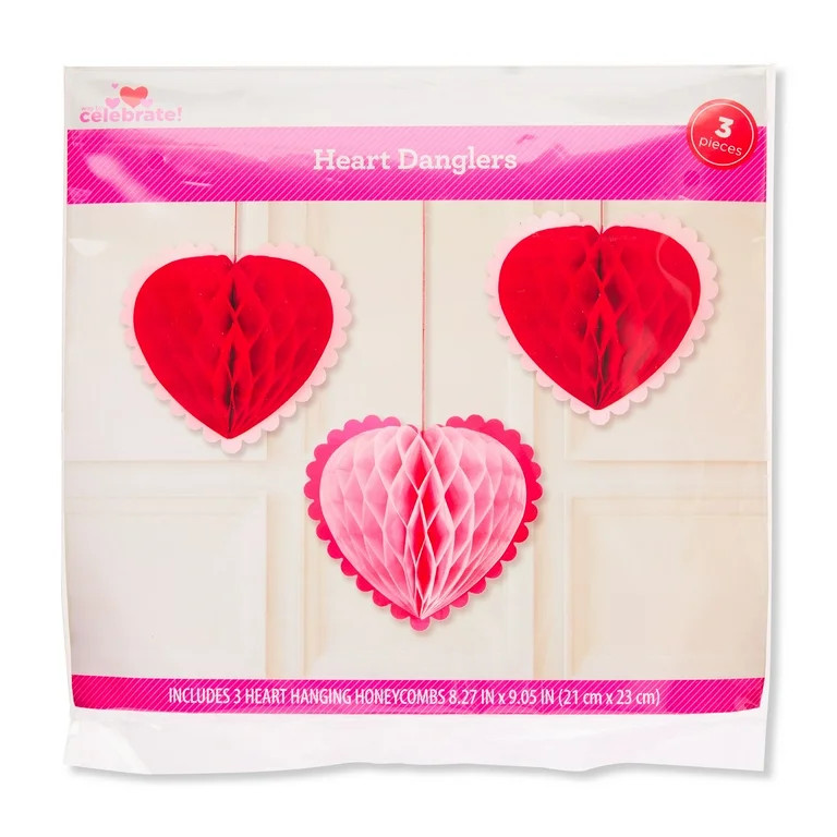 Heart Danglers, Red and Pink, 3 Count, Valentine's Day by Way To Celebrate | Walmart (US)
