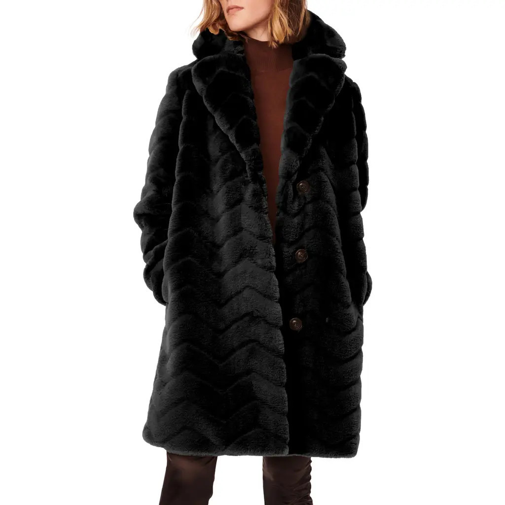 Bernardo Faux Fur Coat in Black at Nordstrom, Size Small | Nordstrom