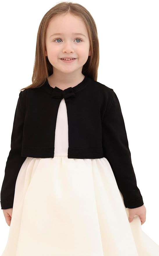 Lilax Little Girls' Knit Long Sleeve Bowknot Closure Bolero Cardigan | Amazon (US)