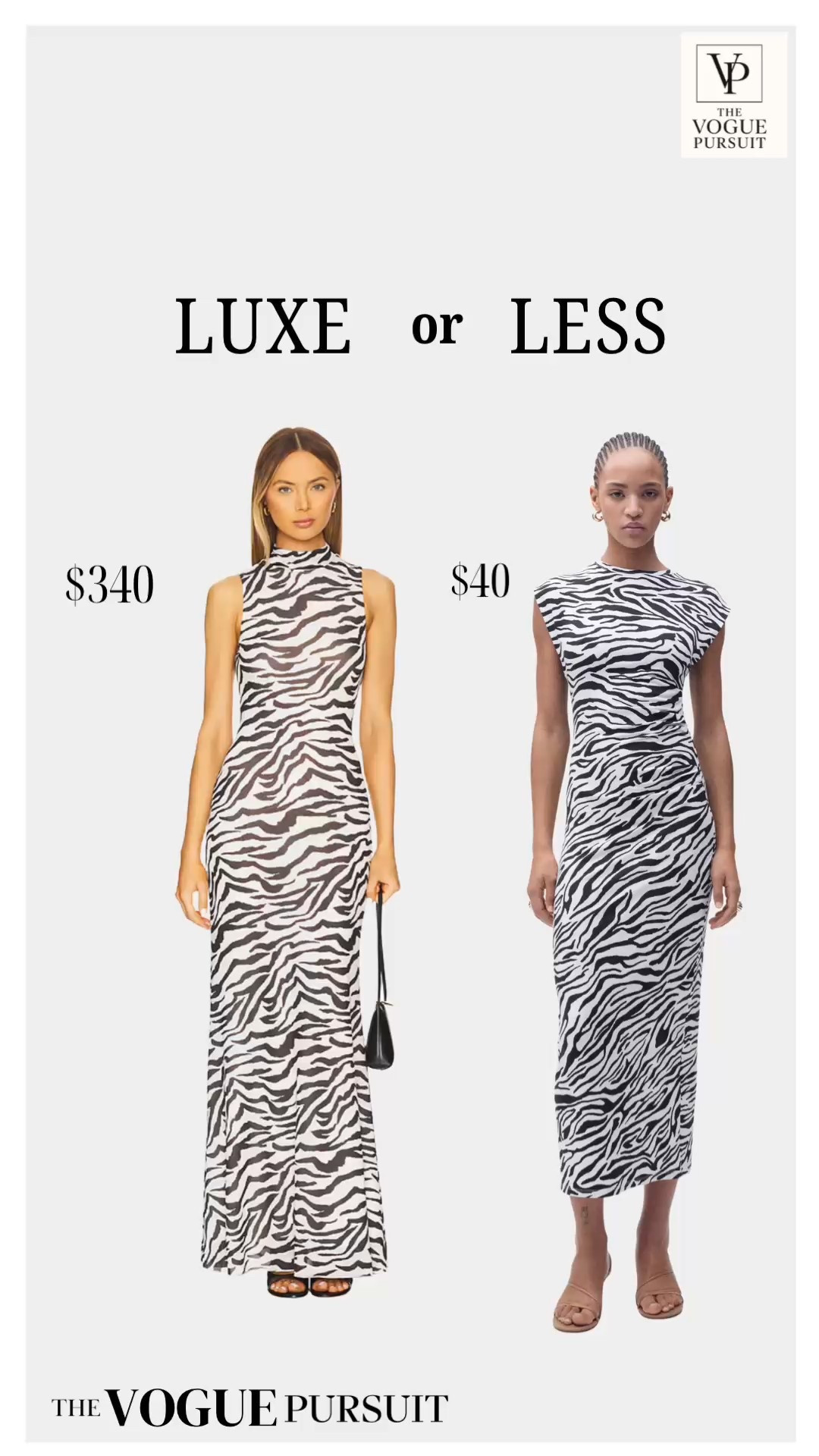 Luxe or less. Zebra print black and white striped dress date night party vacation resort 