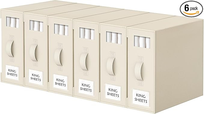 Criusia Bed Sheet Organizers and Storage, 6 Pack Foldable Linen Closet Organizer Box – Bedding ... | Amazon (US)