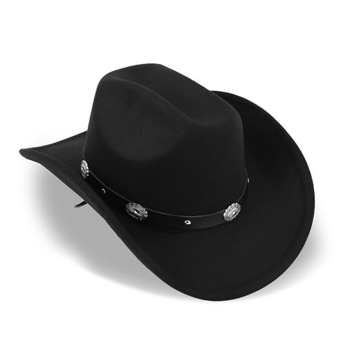Glitter Silver Black Cowboy Hats for Women - Western Sparkly Rhinestone Cowgirl Hat for Ladies | Amazon (US)