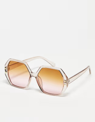 Jeepers Peepers oversized hexagonal sunglasses in blush | ASOS (Global)