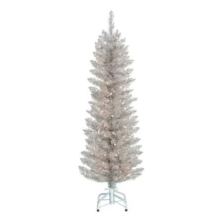 Holiday Time Pre-Lit Rose Gold Tinsel Christmas Tree, 4', Clear | Walmart (US)