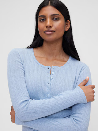 Gap × Summer Fridays Pointelle Henley PJ Top | Gap (US)