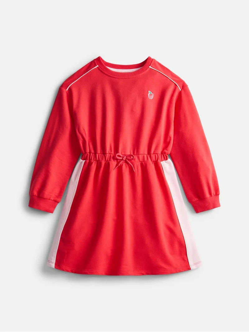 Wonder Nation Little Girls Drawstring Dress with Long Sleeves, Sizes 4-10 | Walmart (US)