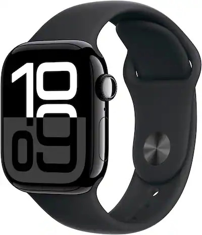 Apple Watch Series 10 (GPS) 42mm Aluminum Case with Black Sport Band - S/M - Jet Black - (2024) | Best Buy U.S.
