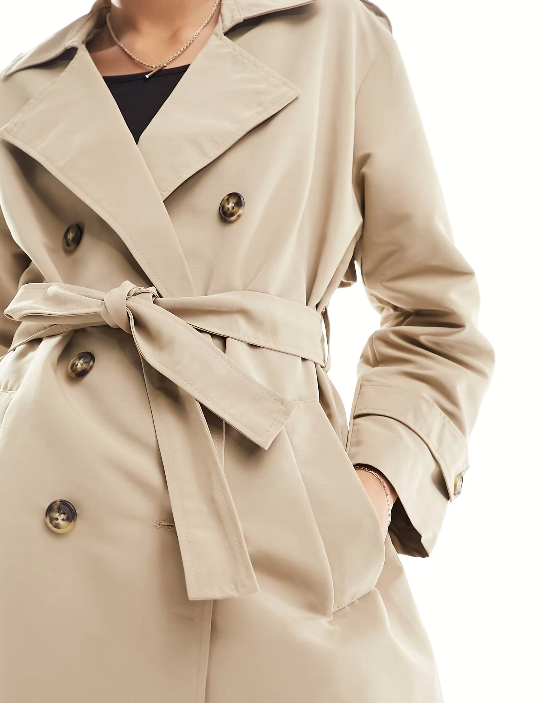 Vero Moda longline belted trench coat in stone | ASOS | ASOS (Global)