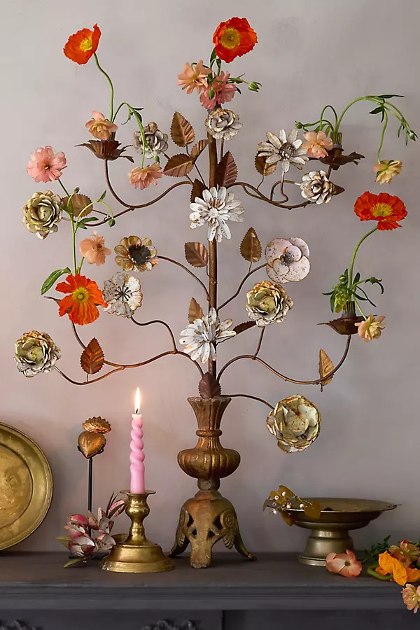 Floral Candelabra in Gold, Size: Medium at Terrain | Terrain