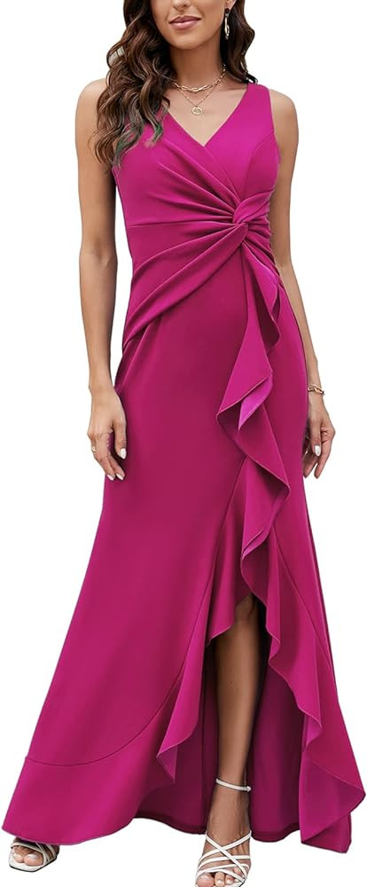 Long Black Evening Gowns for Women Formal Dresses for Women Evening Party Elegant V Neck Sleevele... | Amazon (US)
