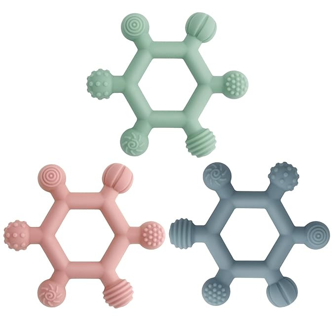3 Pack Baby Teething Toys, BPA-Free Silicone Baby Teether Toys Teething Relief, Chew Toy for Babi... | Amazon (US)