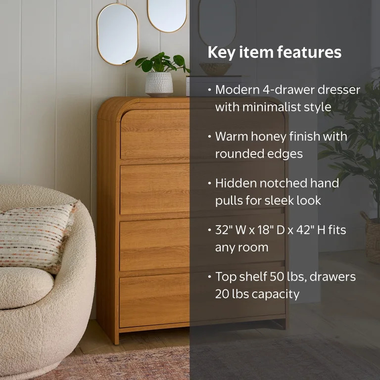 Better Homes & Gardens Juliet Dresser, Light Honey Finish | Walmart (US)
