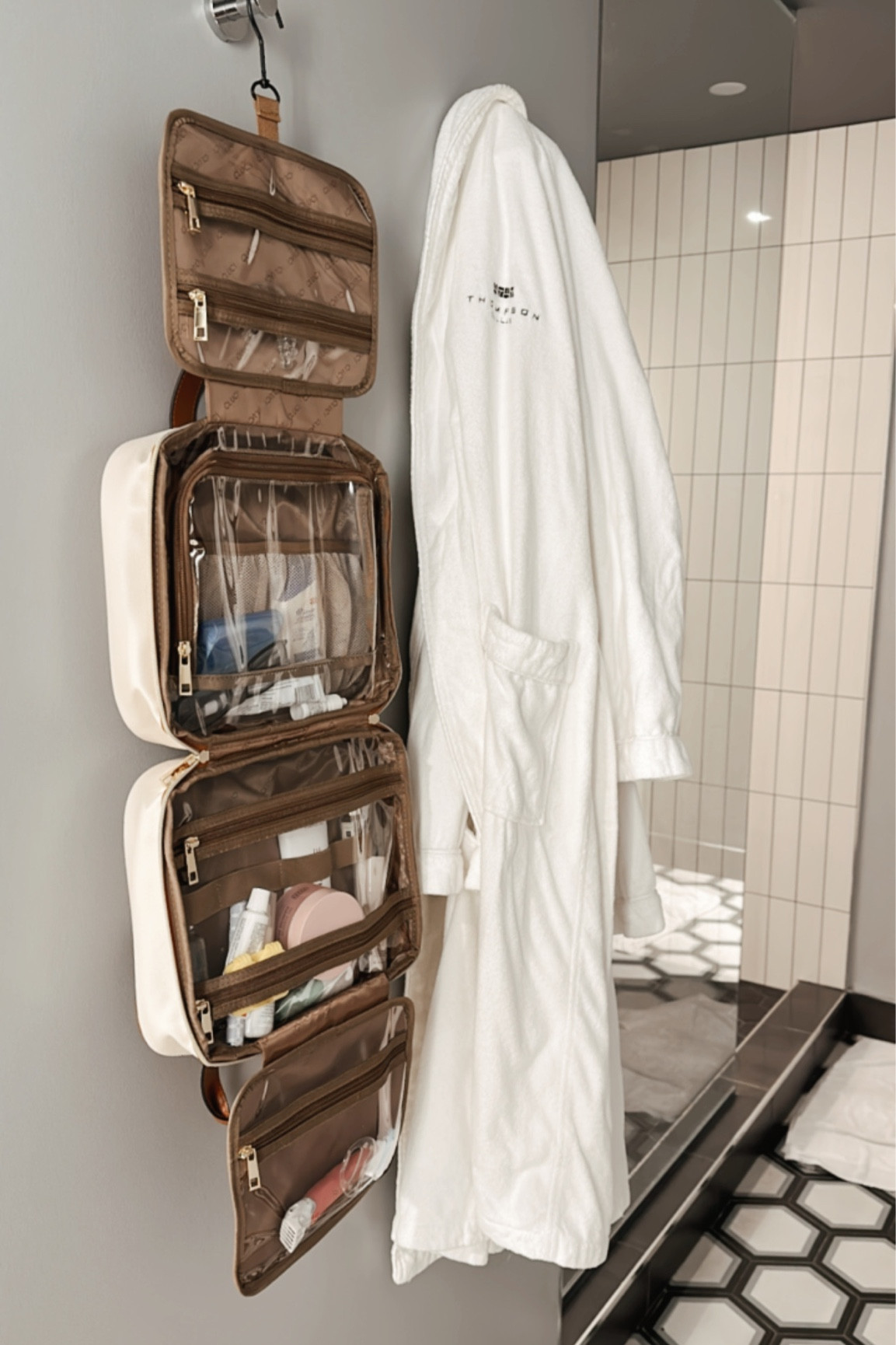 Hanging leather toiletry bag 

#LTKFind #LTKitbag #LTKhome