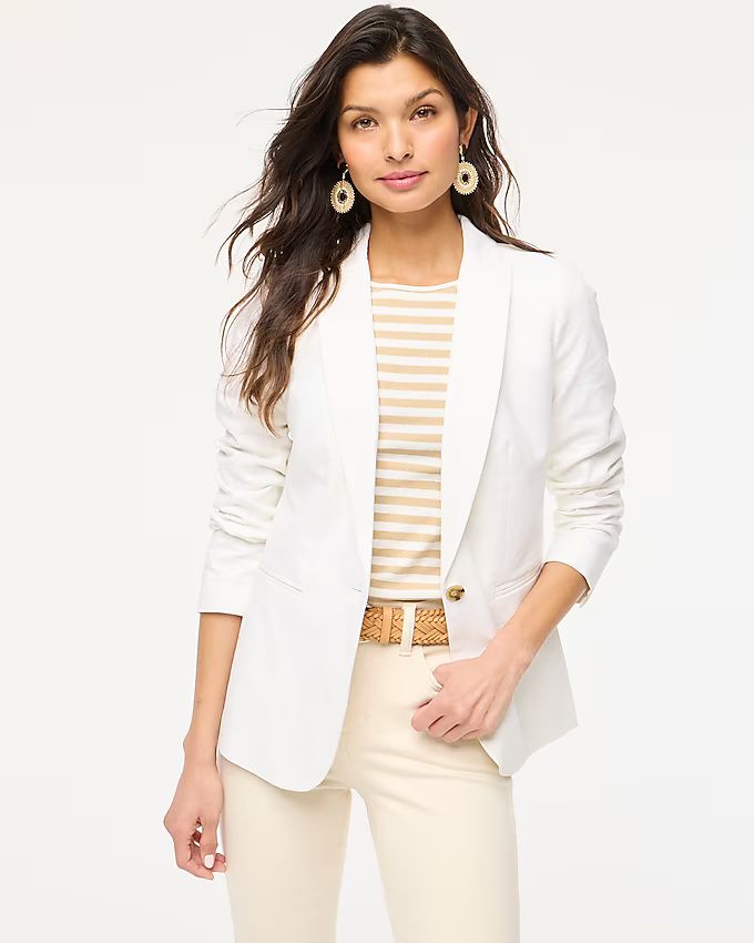 Petite linen-blend one-button blazer | J.Crew Factory