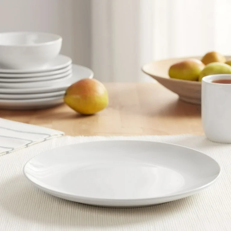 Mainstays Glazed White Round Stoneware Dinner Plate, 10.3” | Walmart (US)