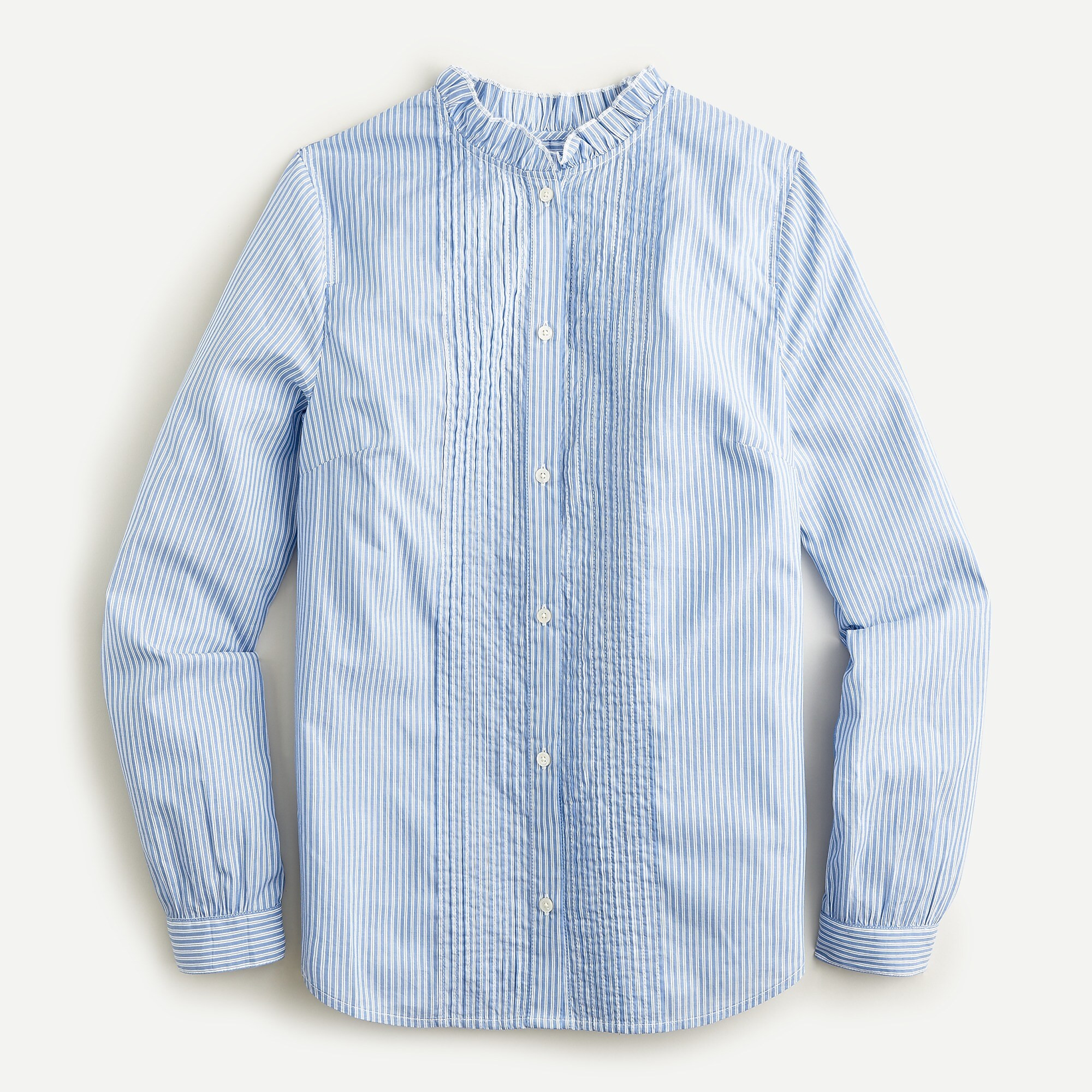 Ruffleneck tuxedo shirt in striped lightweight cotton poplin | J. Crew US