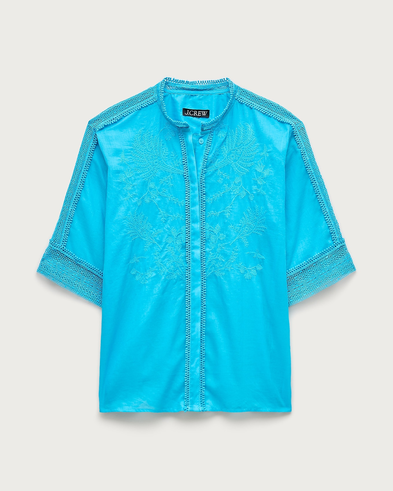 Embroidered lace-trim button-up shirt | J. Crew US