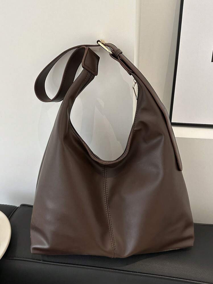 Nuevo Bolso Bandolera De Moda De Color Sólido De Pu, Bolso Baguette Informal Y Conciso | SHEIN