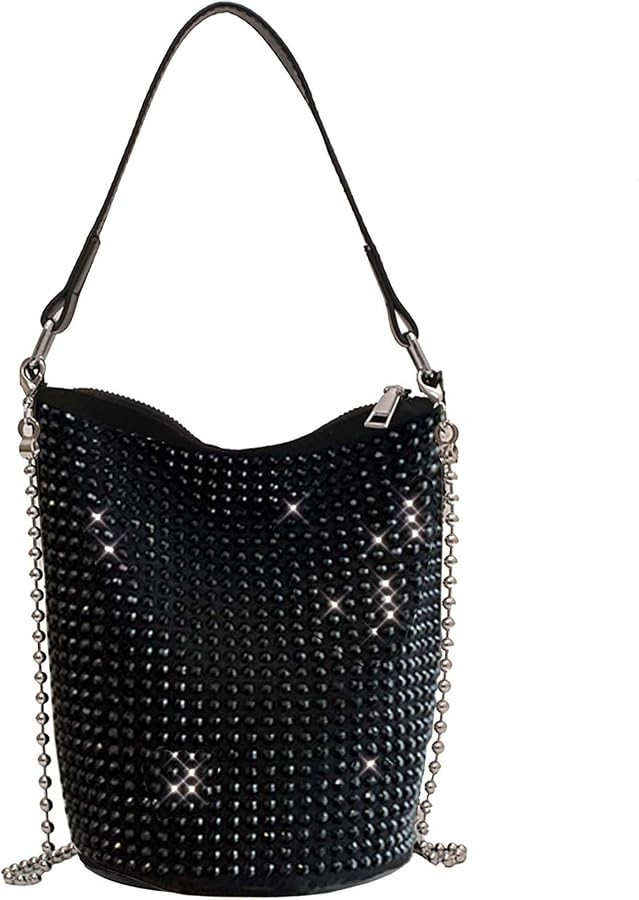 Bydenwely Rhinestone Rivets Bling Bucket Hobo Bag Chic Evening Purse Women Clutch Crossbody Mini ... | Amazon (US)