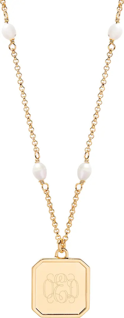 Brook and York Quincy Freshwater Pearl Monogram Pendant Necklace | Nordstrom | Nordstrom