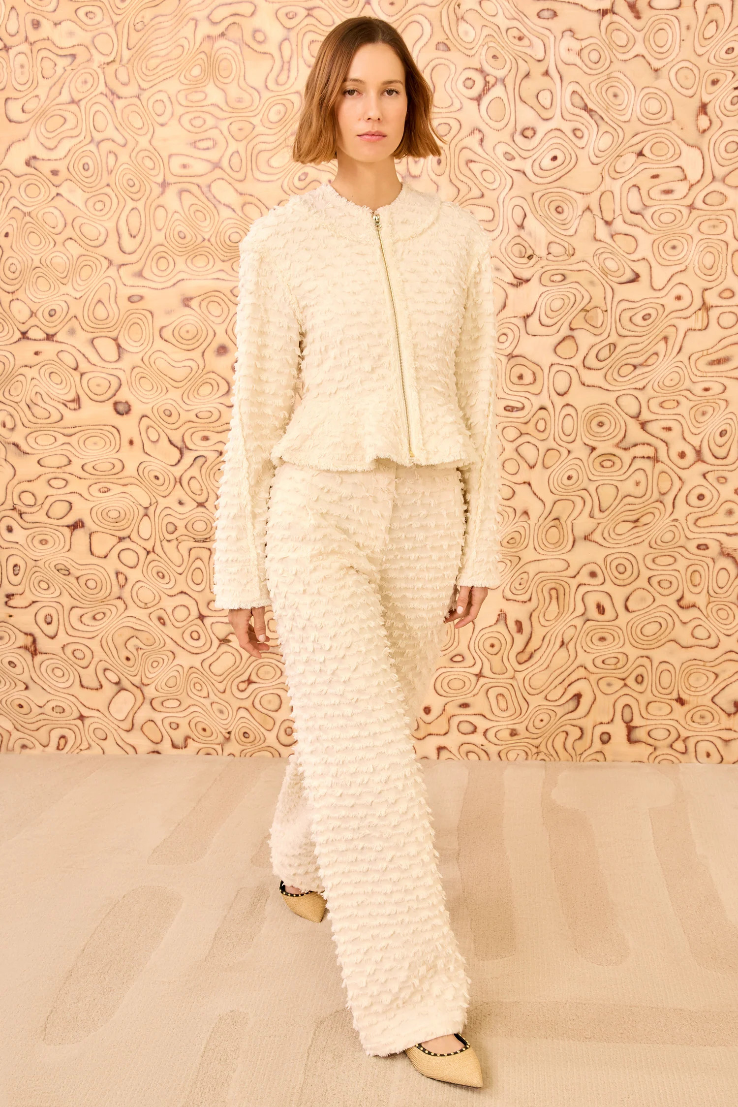 Rosalind Zip Peplum Jacket - Ivory | Ulla Johnson