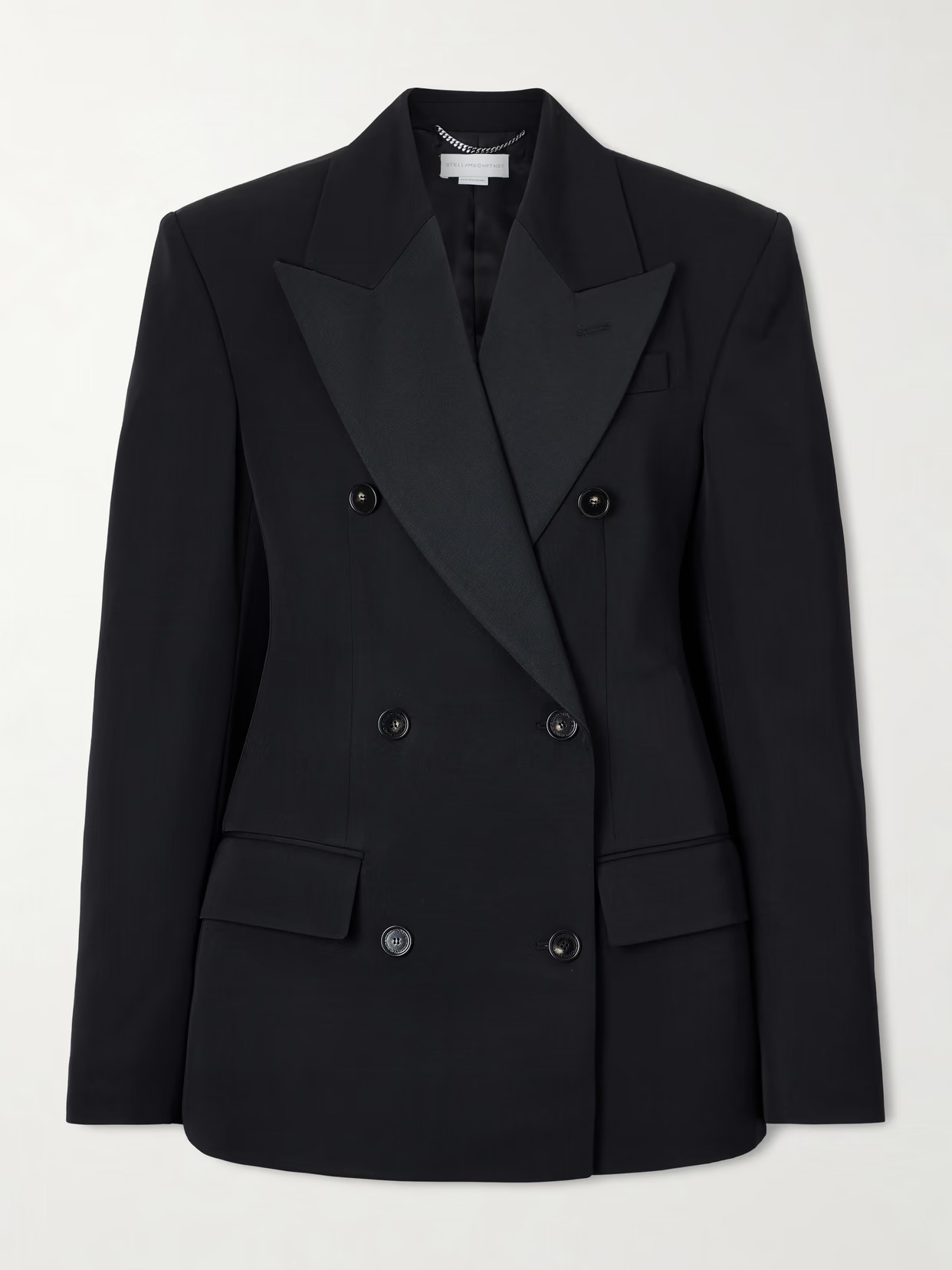 Stella McCartney - Double-breasted Twill-trimmed Wool Blazer - Black | NET-A-PORTER (US)