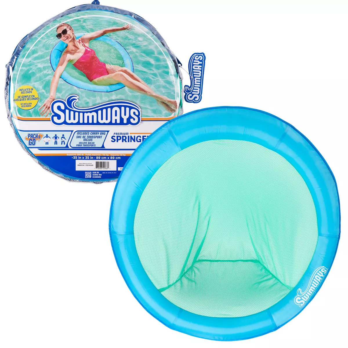 SwimWays Spring Float Papasan Pool Lounger with Hyper-Flate Valve - Blue | Target