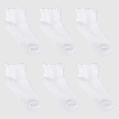 Girls' 6pk Casual Ankle Socks - Cat & Jack™ White L | Target