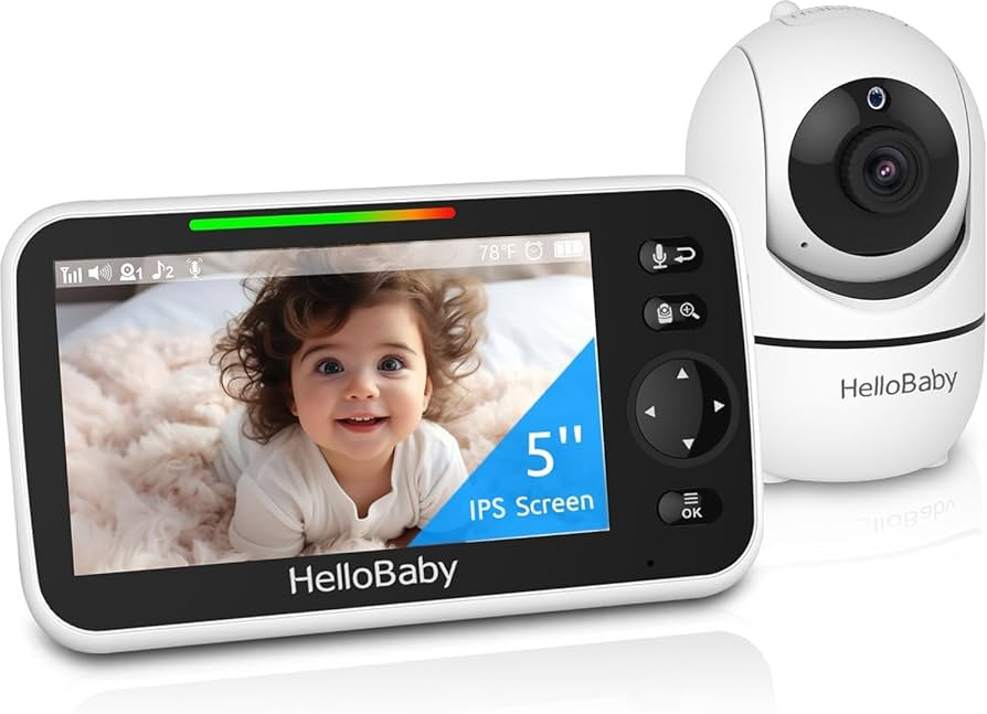 HelloBaby HB6550 Baby Monitor with Camera and Night Vision, 5" Split Screen | Amazon (UK)