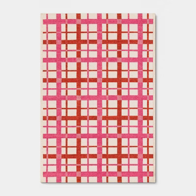Valentine's Day Plaid Scatter Accent Rug Pink/Red/White - Room Essentials™ | Target