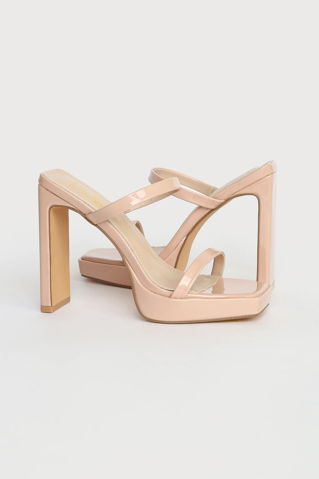 Fausee Light Nude Patent Square Toe Platform Slide Sandals | Lulus (US)