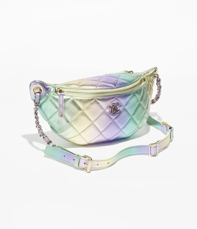 Waist Bag

            
		Gradient Metallic Lambskin & Gold-Tone Métal
	
		Iridescent Pink, Purp... | Chanel, Inc. (US)