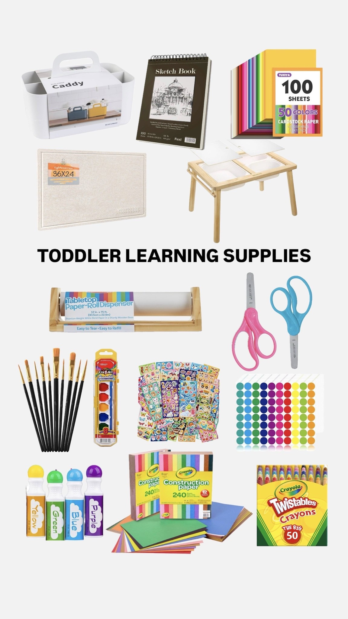 supplies for all our workbook learning activities! the sketchbook, stickers, markers and more! #toddlerlearning #toddleractivities #homeschool  

 #LTKmomlife #LTKHome #LTKKids