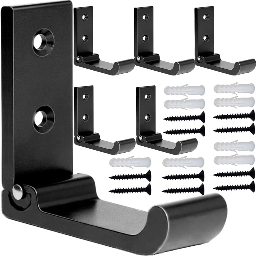 6PCS Folding Coat Hooks, Matte Black Wall Hooks for Hanging Coats Bathroom Towel Hooks Hardware H... | Amazon (US)