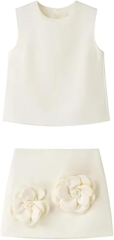 THLAI Women 2 Piece Skirt Sets Crop Tank Top Mini Skirt Short Sets | Amazon (US)