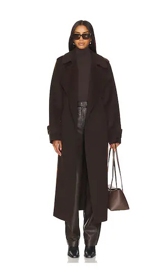 Margaret Coat in Dark Brown | Revolve Clothing (Global)